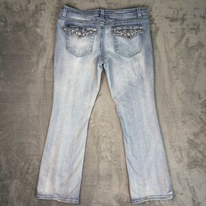 Light Wash Women's Jeans with Embellished Back Pockets